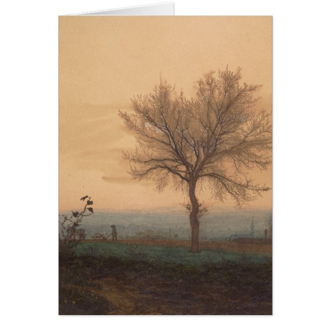 Liggande med Bare Träd och Plowman Hälsningskort (Framsidan)