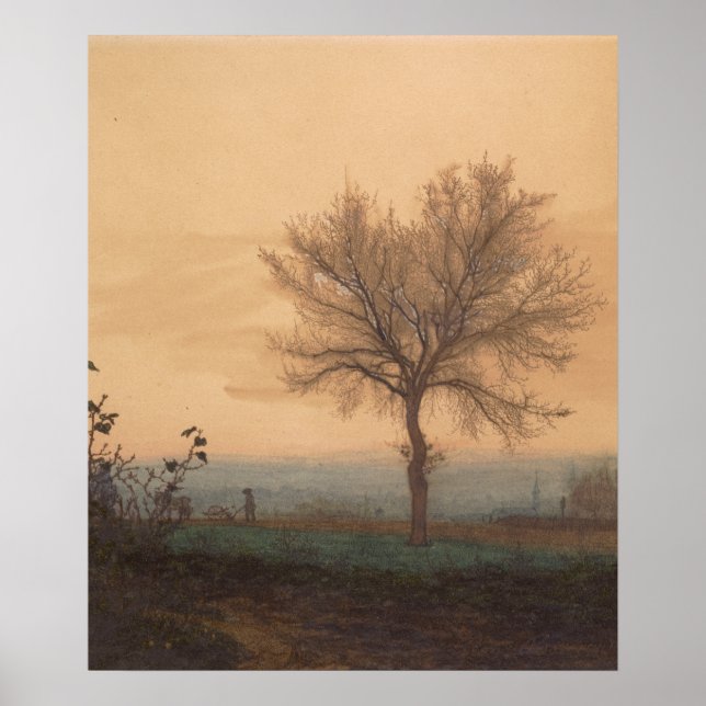 Liggande med Bare Träd och Plowman Poster (Framsidan)