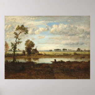 Liggande med Boatman, Théodore Rousseau Fine Art Poster