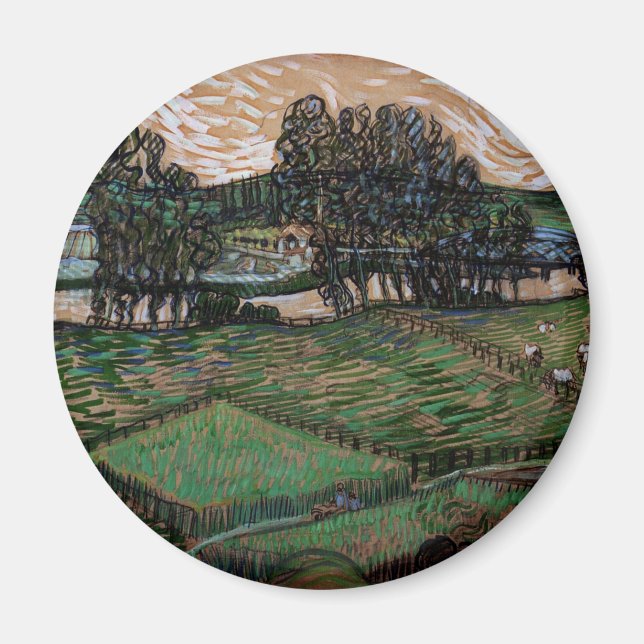 Liggande med bro över Oise (van Gogh) Magnet (Framsidan)