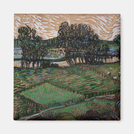 Liggande med bro över Oise (van Gogh) Magnet