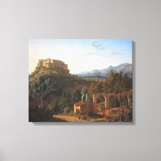 Liggande med Castle of Massa di Carrara Canvastryck (Framsida)