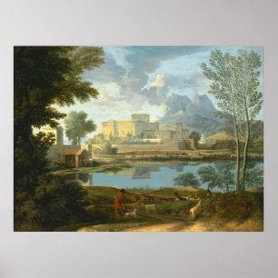 Liggande med en Lugn Nicolas Pouss Poster