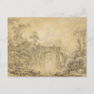 Liggande med en Rustic Bridge Vykort