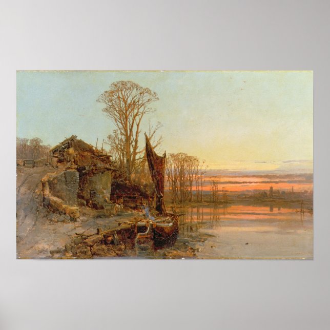 Liggande med ett rutt stativ vid Sunset, 1898 Poster (Framsidan)