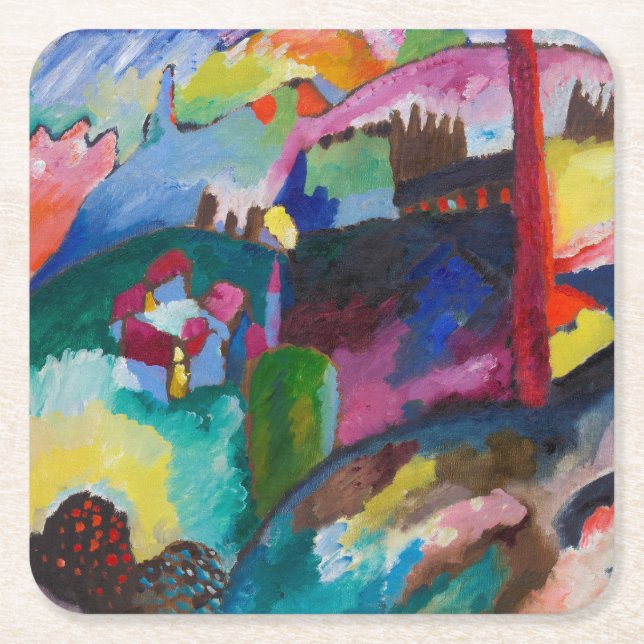 Liggande med fabriksSkorsten, Wassily Kandinsky Underlägg Papper Kvadrat (Framsidan)