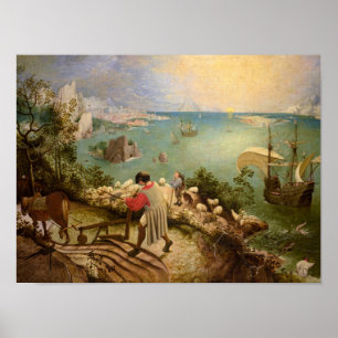 Liggande med Fall Icarus by P. Bruegel Poster