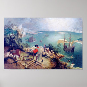 Liggande med Fall Icarus, Pieter Bruegel Poster