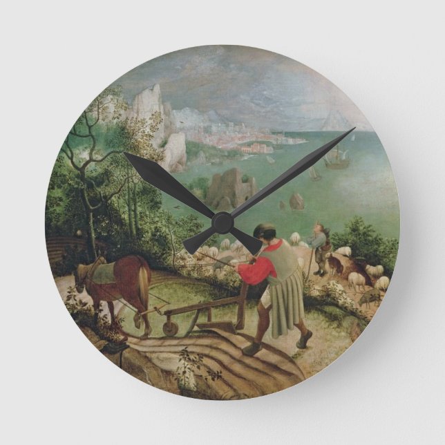 Liggande med Fall of Icarus, 1555 Rund Klocka (Framsida)