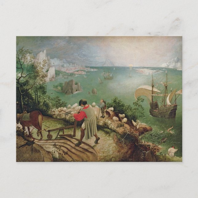 Liggande med Fall of Icarus, 1555 Vykort (Framsida)