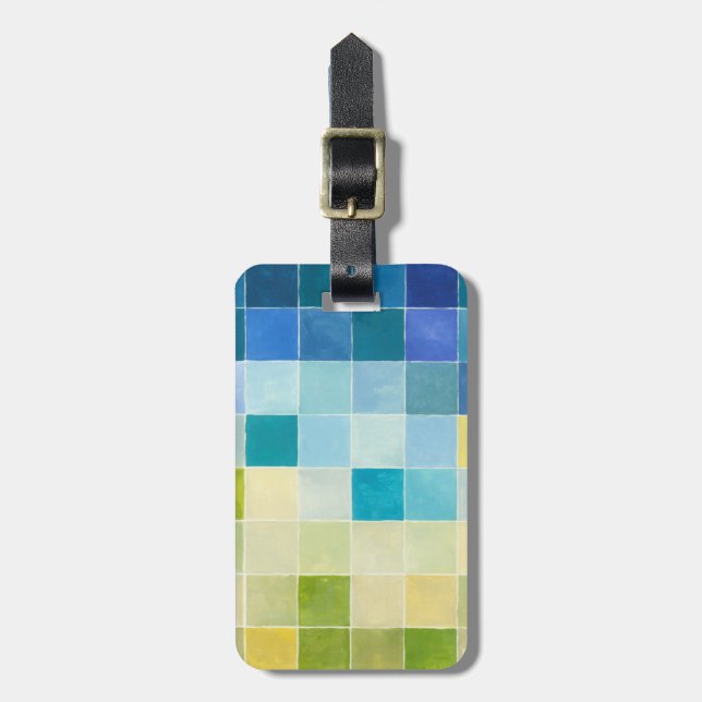 Liggande med flerfärgade pixelrutor bagagebricka (Vertikal Framsida)