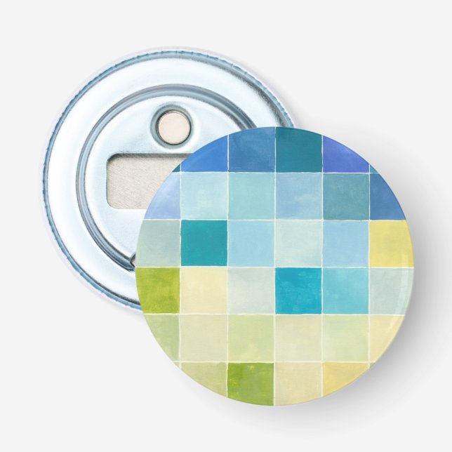 Liggande med flerfärgade pixelrutor flasköppnare (Framsidan)