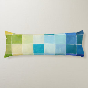 Liggande med flerfärgade pixelrutor kroppskudde