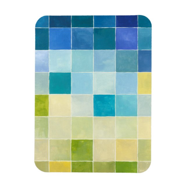 Liggande med flerfärgade pixelrutor magnet (Vertikal)