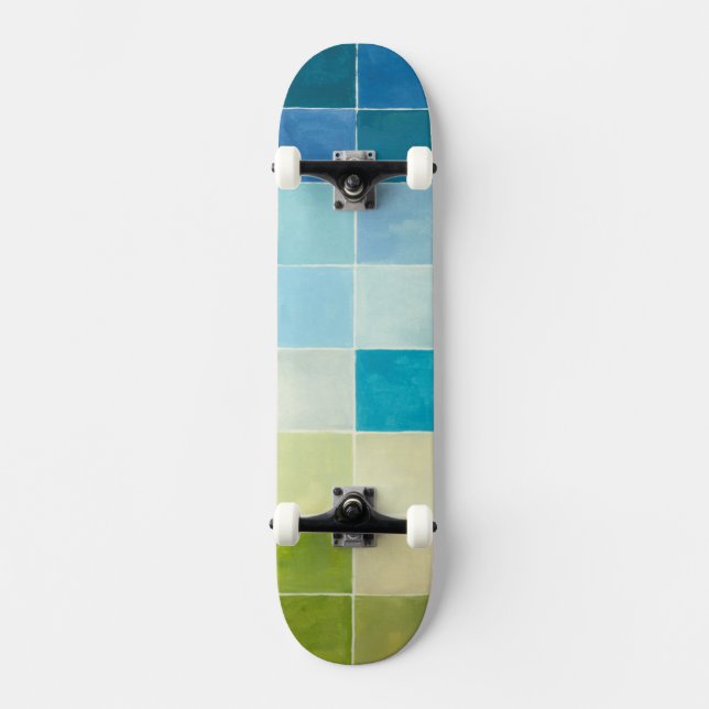 Liggande med flerfärgade pixelrutor skateboard bräda 20 cm (Framsida)