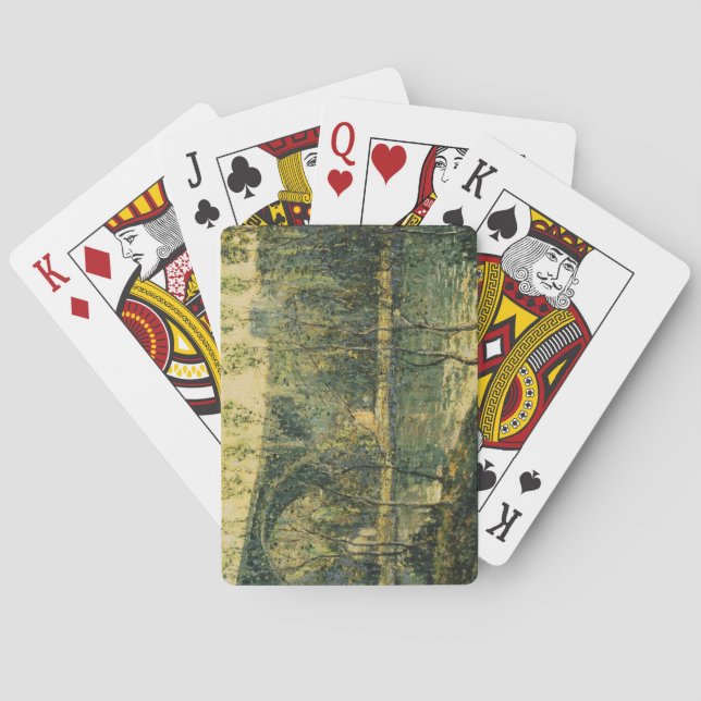 Liggande med flod och bro: Vår God morgon Casinokort (Baksidan)