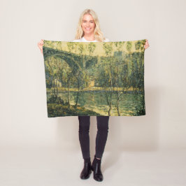 Liggande med flod och bro: Vår God morgon Fleecefilt