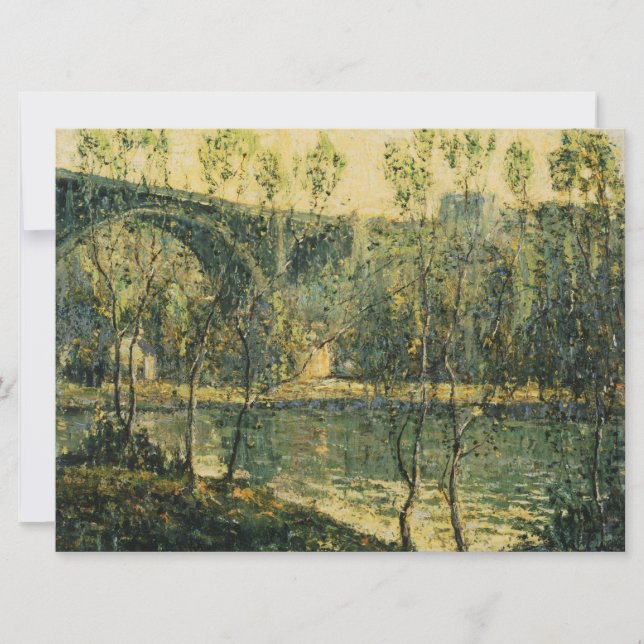 Liggande med flod och bro: Vår God morgon Kort (Framsida)