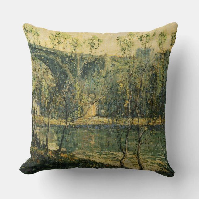 Liggande med flod och bro: Vår God morgon Kudde (Framsida)