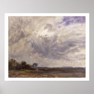 Liggande med Grått Windy Himlar, c.1821-30 (olja p Poster