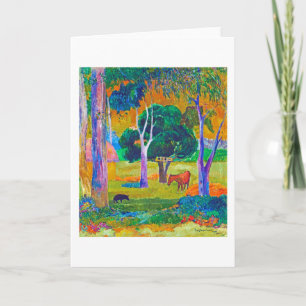 Liggande med Gris och häst, Gauguin Kort