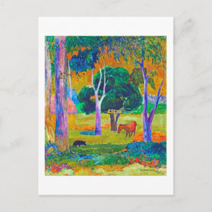 Liggande med Gris och häst, Gauguin Vykort