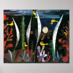 Liggande med Gult Fåglar   Paul Klee   Poster