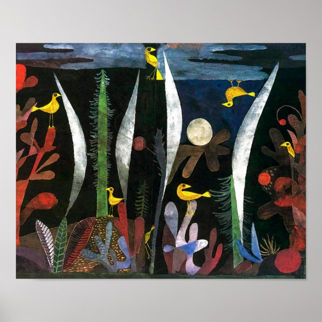 Liggande med Gult Fåglar | Paul Klee | Poster (Framsidan)