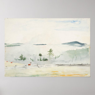 Liggande med Hjort på God Dimma Winslow Homer Poster