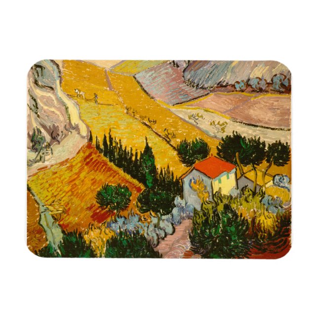 Liggande med House och PloughmaVincent van Gogh Magnet (Horisontell)