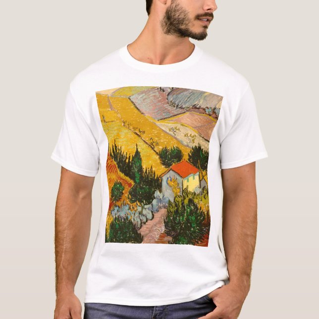 Liggande med House och PloughmaVincent van Gogh T Shirt (Framsida)
