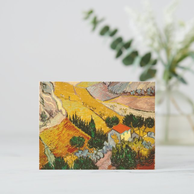 Liggande med House och PloughmaVincent van Gogh Vykort (Stående Fram)