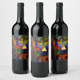 Liggande med kor, 1914, augusti Macke Vinflaska Etikett