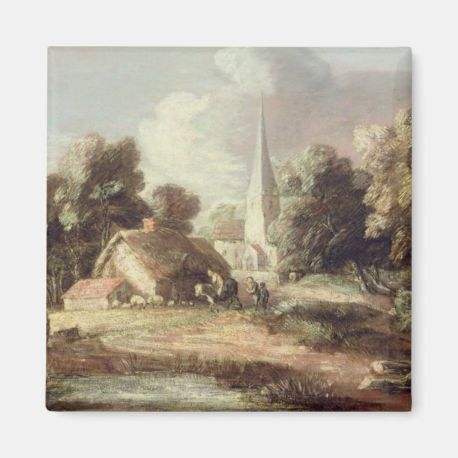 Liggande med kyrka, stuga, Villagers och An Magnet (Framsidan)