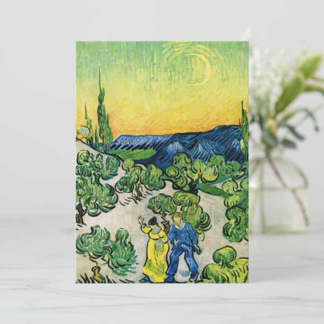 Liggande med par Walking av Vincent van Gogh Inbjudningar (Stående Fram)