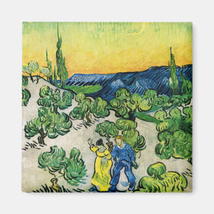 Liggande med par Walking av Vincent van Gogh Magnet