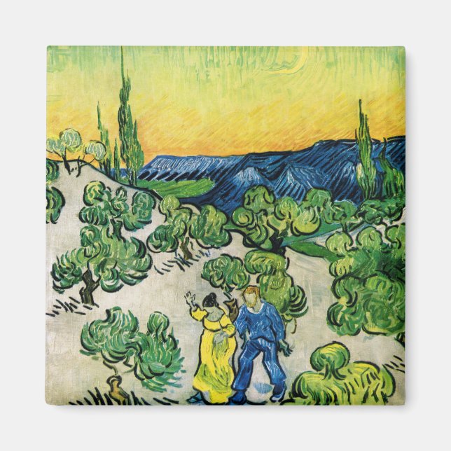 Liggande med par Walking av Vincent van Gogh Magnet (Framsidan)