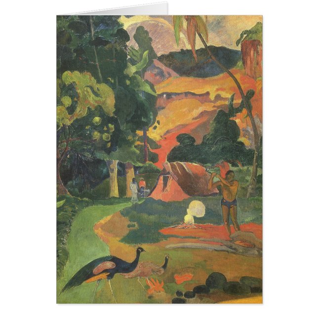 Liggande med Peacocks av Paul Gauguin Hälsningskort (Framsidan)