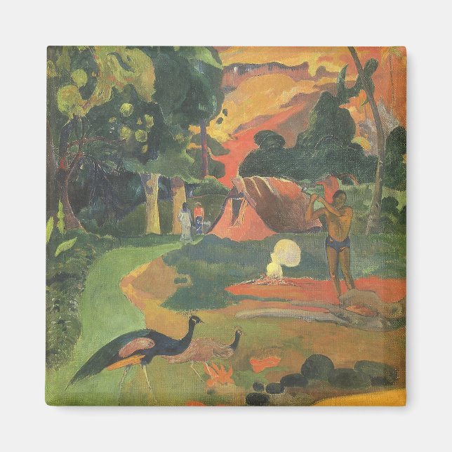Liggande med Peacocks av Paul Gauguin Magnet (Framsidan)