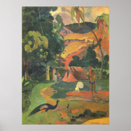 Liggande med Peacocks av Paul Gauguin Poster