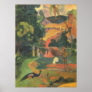 Liggande med Peacocks av Paul Gauguin Poster
