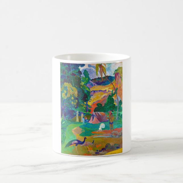 Liggande med Peacocks, Gauguin Kaffemugg (Center)