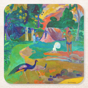 Liggande med Peacocks, Gauguin Underlägg Papper Kvadrat