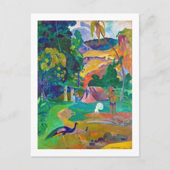 Liggande med Peacocks, Gauguin Vykort (Framsida)