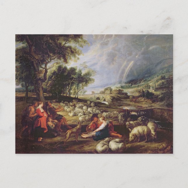 Liggande med regnbåge vykort (Framsida)