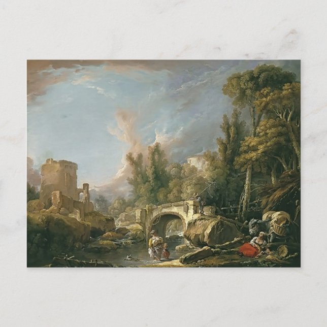 Liggande med ruin & Bridge av Francois Boucher Vykort (Framsida)