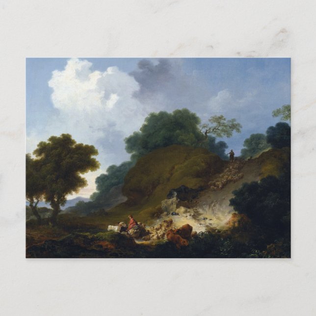 Liggande med Shepherdsen efter Fragonard Vykort (Framsida)