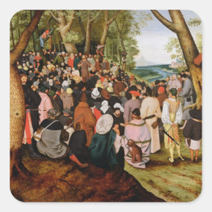 Liggande med St John the Baptist Preaching Fyrkantigt Klistermärke
