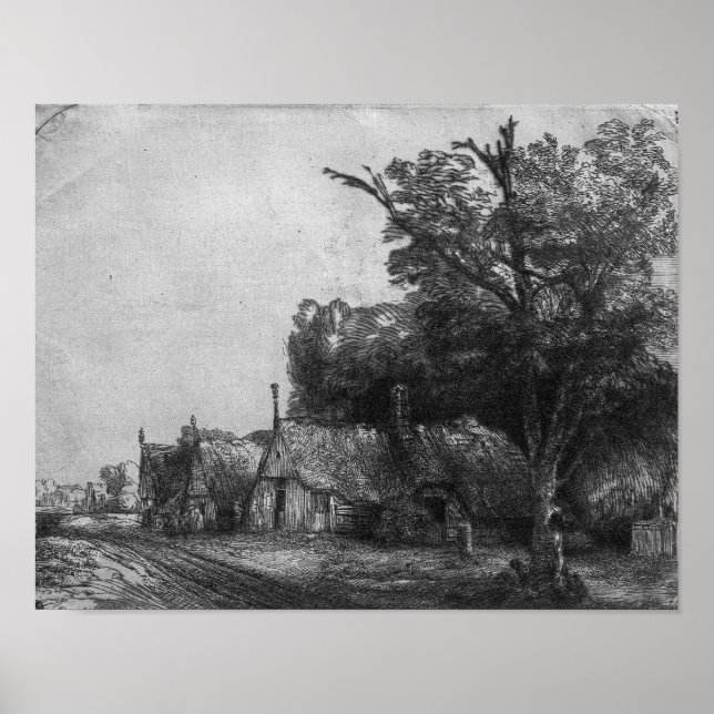 Liggande med tre stugor, 1650 poster (Framsidan)