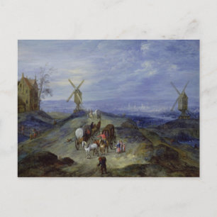 Liggande med två vindkraftverk, 1612 vykort
